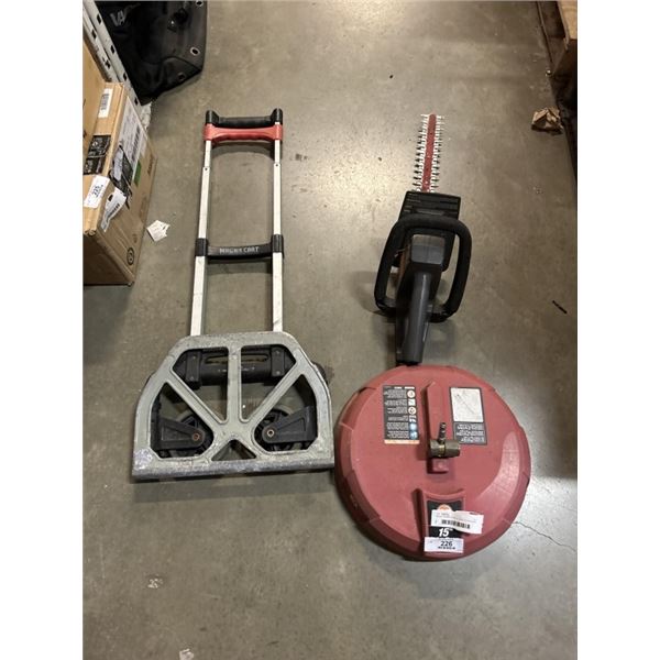 HEDGE TRIMMER, DOLLY, AND 15" SURFACE CLEANER ATTACHMENT