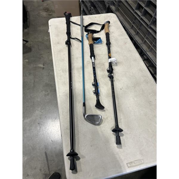 3 ADJUSTABLE HIKING POLES AND GOLF CLUB