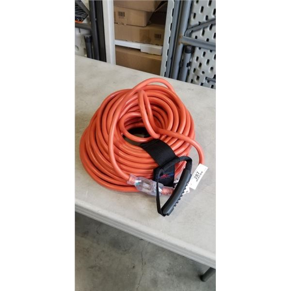 AS NEW LIFE SUPPLY 100FT LIGHTED AND TRIPLE PLUG 12 AWG EXTENSION CORD, YELLOW