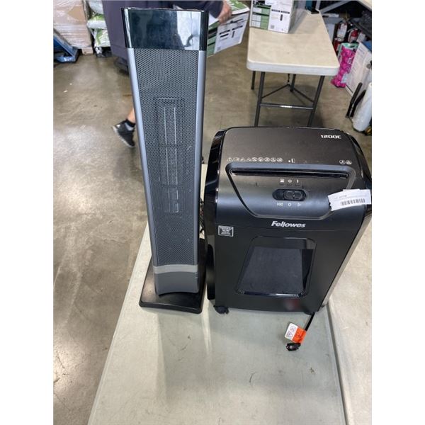 FELLOWES SHREDDER AND LASKO TOWER HEATER