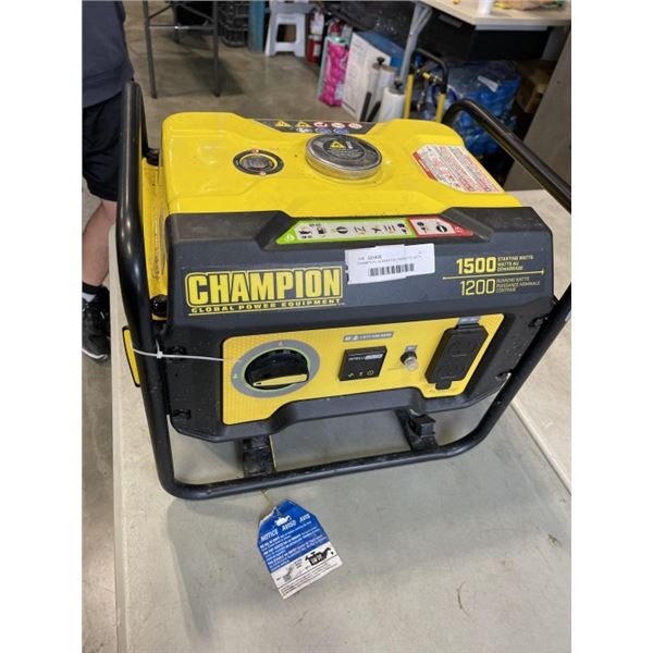 CHAMPION GENERATOR, 1500WATTS WITH INTELLI GAUGE, STORED 6 MONTHS WITH FUEL, RAN BEFORE