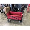 Image 3 : RED FOLDING LUGGAGE CART AND TOMMY BAHAMA UMBRELLA