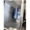 Image 4 : BOX OF ITEMS INCLUDING COLEMAN COOLER, RUBBER WHEEL, HARD HATS, TRAFFIC CONE, BASEBALL GLOVE, BUCKET