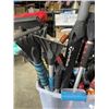 Image 3 : PLASTIC TOTE OF ICE SCRAPPERS AND UMBRELLAS