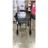 Image 1 : BLACK FOUR WHEEL ROLLATOR WALKER WITH SEAT & HAND BRAKES