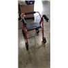 Image 1 : RED FOUR WHEEL ROLLATOR WALKER WITH SEAT & HAND BRAKES