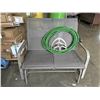 Image 1 : METAL PATIO GLIDER LOVESEAT, GARDEN HOSE WITH SPRAYER AND HOSE HANGER