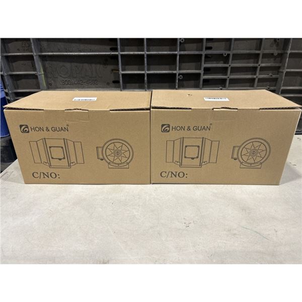 2 NEW HON&GUAN 3 INCH INLINE FANS. MODEL HF-75S