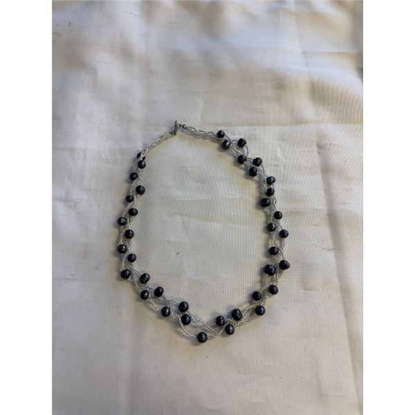 DOUBLE STRAND BLACK CULTURE FRESHWATER PEARLS NECKLACE