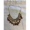 Image 1 : HIGH CARAT GOLD PLATED W/ DARK RED STONES AND BEADS NECKLACE