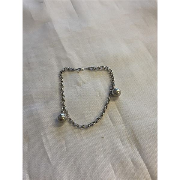 STERLING SILVER CHAIN W/ BALLS BRACELET