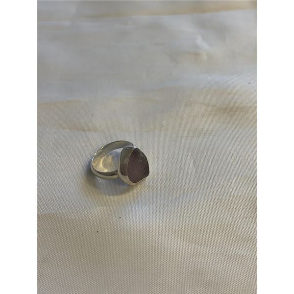 STERLING SILVER W/ NATURAL PURPLE STONE RING