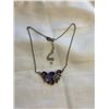 Image 1 : VINTAGE PURPLE GLASS STONES NECKLACE MARKED NRT