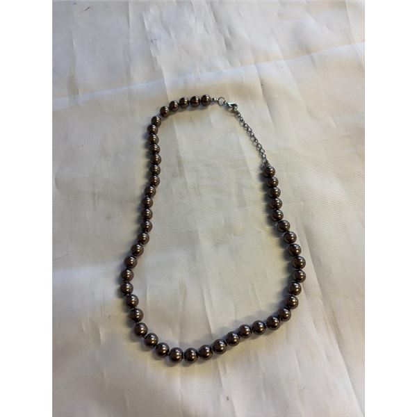 HAND KNOTTED BRONZE PEARLS NECKLACE