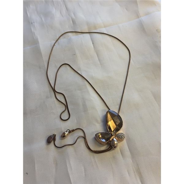 VINTAGE RED GOLD PLATED CHAIN NECKLACE W/ TASSELS