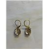 Image 2 : PAIR OF 18K GOLD PLATED AND RHINESTONE DANGLING OWLS EARRINGS