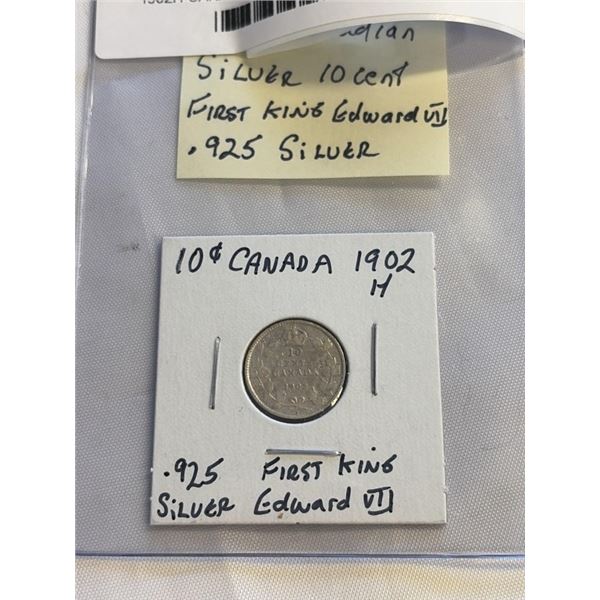 1902H CANADIAN SILVER 10 CENT .925 SILVER