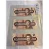 Image 1 : 3 MINT 1986 CANADIAN $2 BILLS IN SEQUENCE, 411-413 LAST ISSUE