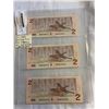 Image 2 : 3 MINT 1986 CANADIAN $2 BILLS IN SEQUENCE, 411-413 LAST ISSUE