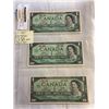 Image 1 : 3 1967 CANADIAN CENTENNIAL $1 BILLS TYPE ONE W/ SERIAL NUMBER 1867-1967