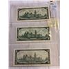 Image 2 : 3 1967 CANADIAN CENTENNIAL $1 BILLS TYPE ONE W/ SERIAL NUMBER 1867-1967