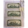 Image 2 : 3 1967 CANADIAN CENTENNIAL $1 BILLS TYPE TWO W/ NUMBERED SERIAL NUMBER