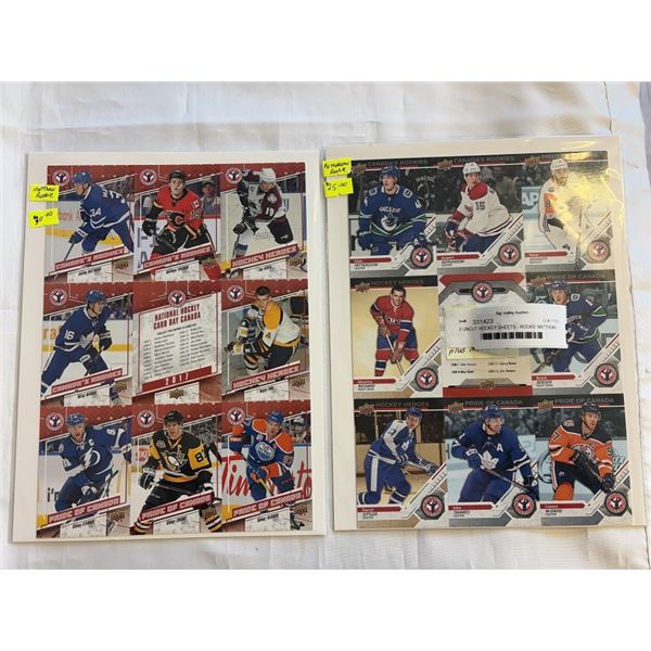 2 UNCUT HOCKEY SHEETS - ROOKIE MATTHEWS AND PETTERSSON
