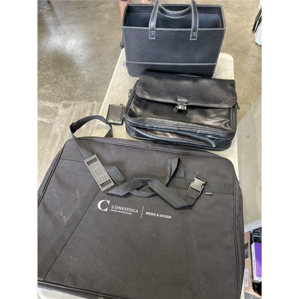 BUGATTI BRIEFCASE, BUGATTI WALLET, ORGANIZER TOTE, AND AN ARTIST PORTFOLIO