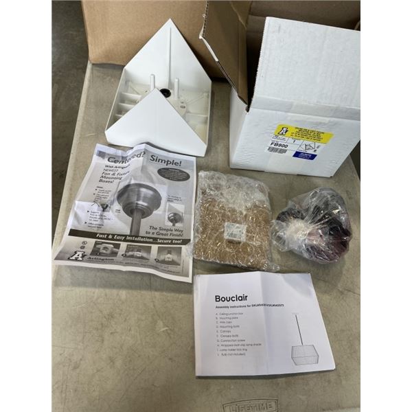 BOX OF NEW ARLINGTON FAN MOUNTING BOXES AND MORE