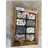 Image 1 : WOODEN DECORATIVE TRAY WITH ASSORTED SEASHELLS