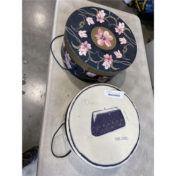 2 HAT BOXES WITH SCARFS AND HATS