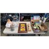 Image 1 : TRAY OF HOUSEHOLD ITEMS INCLUDING SMALL CUTTING BOARDS, VASES, POTATO MASHER, BREAD KNIFE ETC