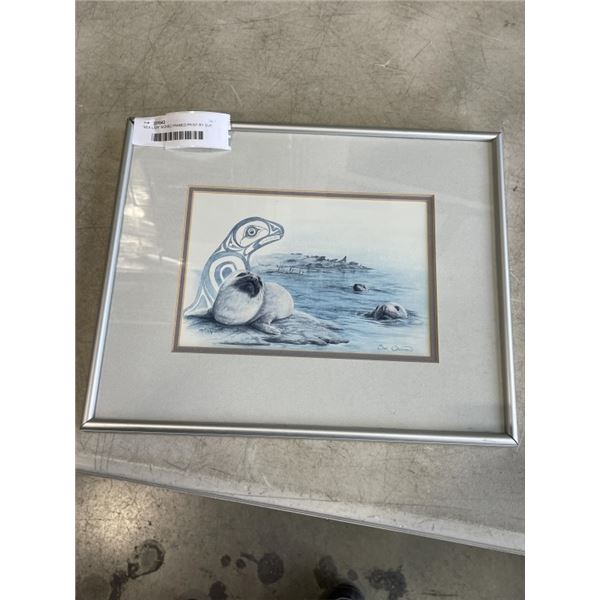 "SEA LION" SIGNED FRAMED PRINT BY SUE COLEMAN