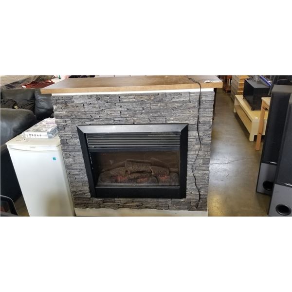 ELECTRIC FIREPLACE BUILT IN UNIT, WITH FAUX STONE AND HEAT