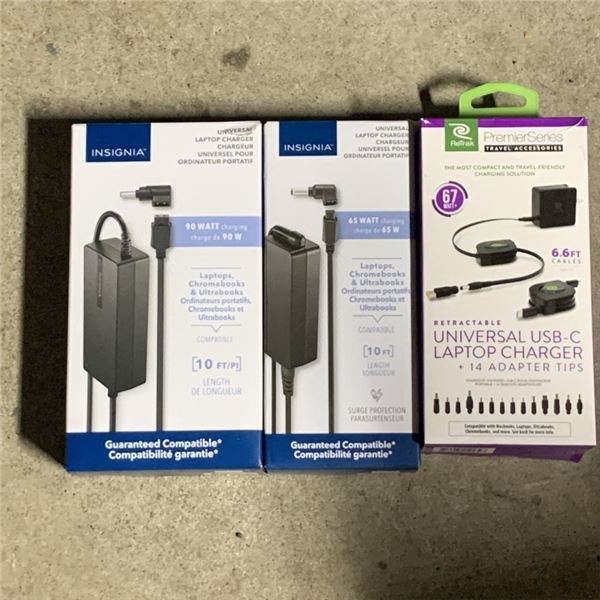 THREE BOXED UNIVERSAL CHARGERS WITH MULTITIPS