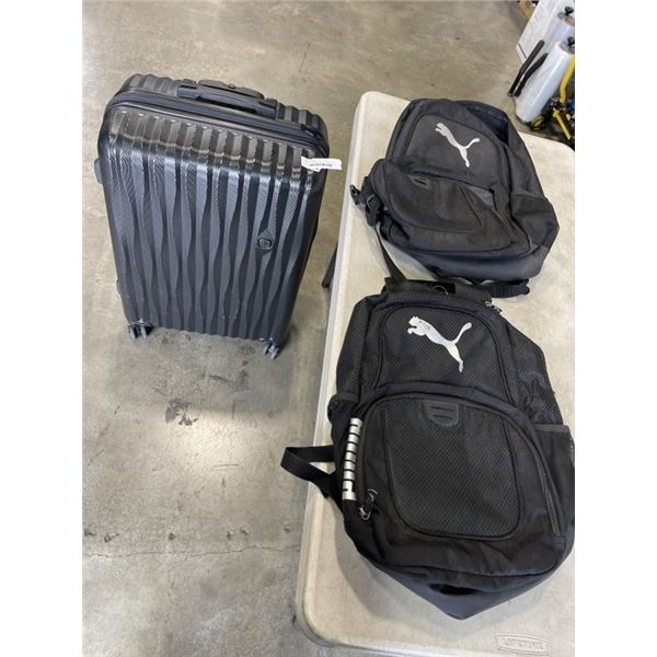 WENGER COMBINATION SUITCASE AND TWO PUMA BACKPACKS
