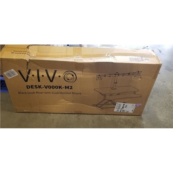 VIVO BLACK DESK RISER WITH DUAL MONITOR MOUNT