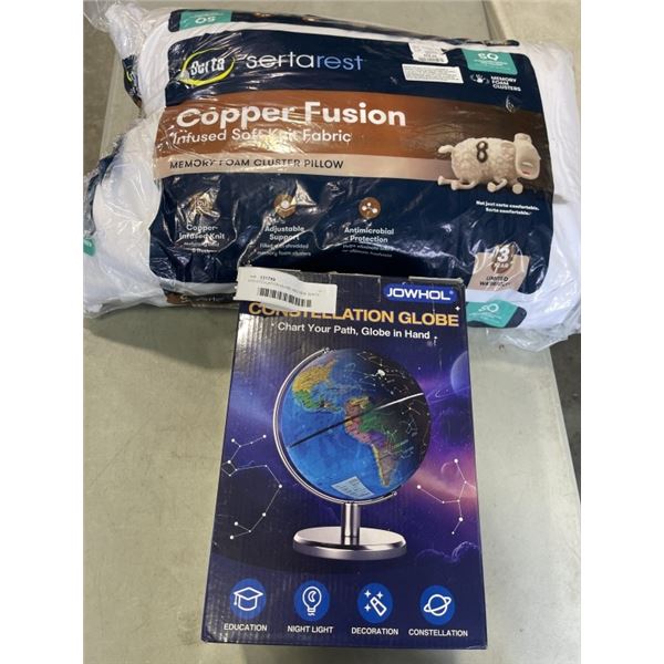 CONSTELLATION GLOBE AND NEW SERTA COPPER FUSUION STANDARD PILLOW