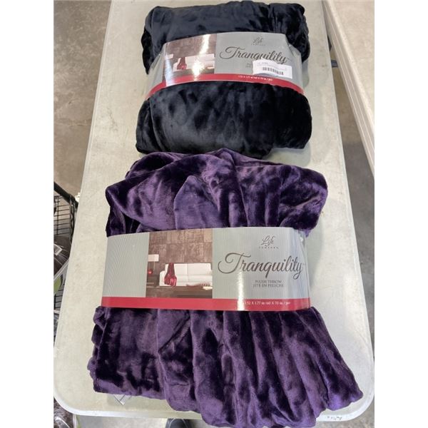 2 NEW LIFE COMFORT TRANQUILITY PLUSH THROW BLANKETS