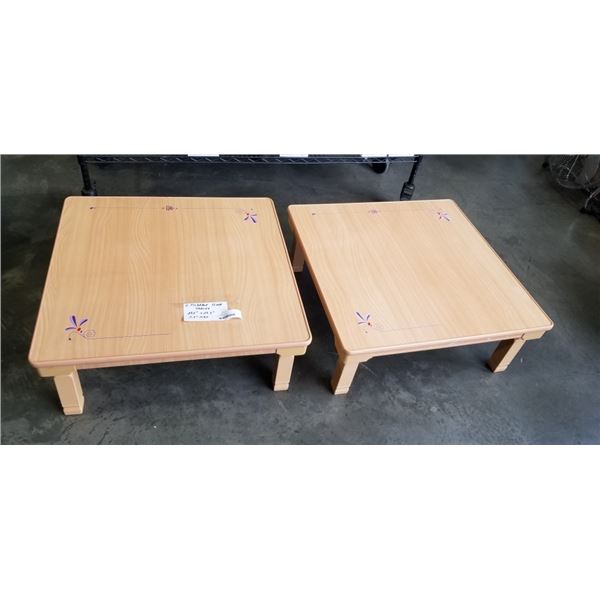 2 FOLDABLE FLOOR TABLES. 29.5" X 29.5", 11.5" HIGH