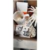 Image 3 : BOX OF HALLOWEEN ITEMS INCLUDING CERAMIC SKULL, SPOOKY MUG, MUMMY HANDS, SPOOKY SIGN ETC