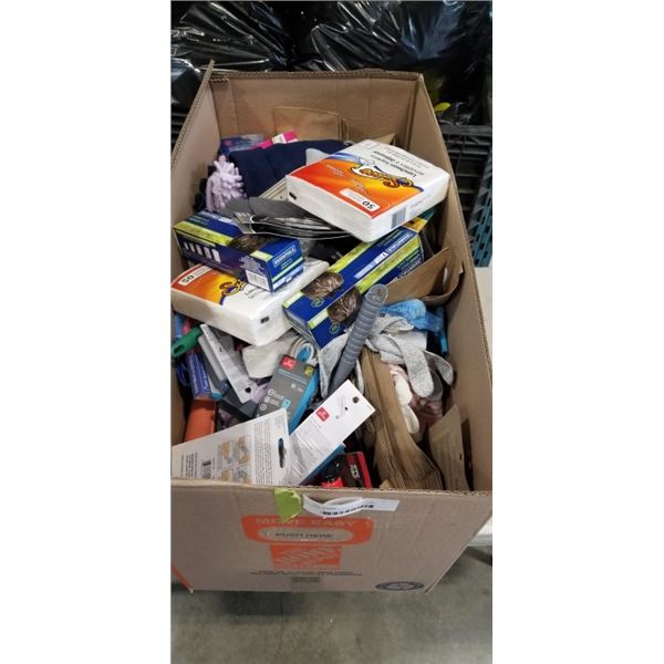 HUGE BOX OF ASSORTED NEW ITEMS, HOUSEHOLD, CLEANING SUPPLY ETC