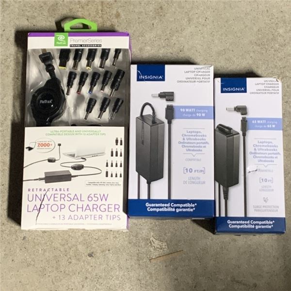 THREE BOXED UNIVERSAL CHARGERS WITH MULTITIPS