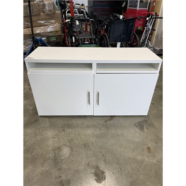 WHITE TWO-DOOR TWO-TIER SHELF CUPBOARD