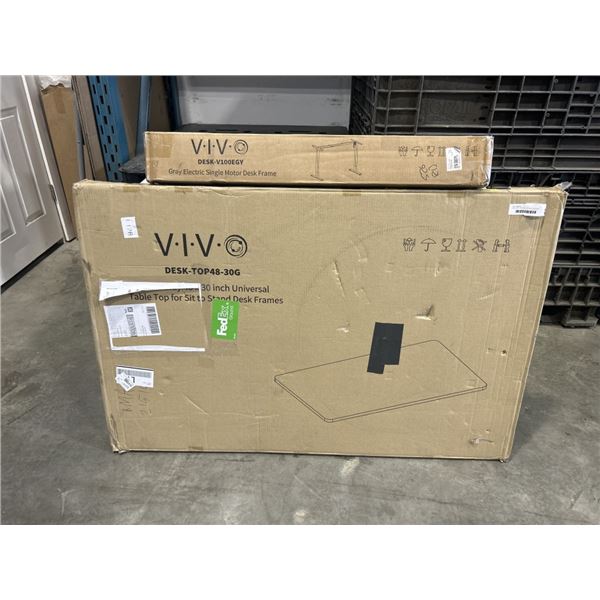 VIVO DARK GRAY 48 X 30 INCH UNIVERSAL TABLE TOP FOR SIT TO STAND DESK FRAMES & VIVO GRAY ELECTRIC SI