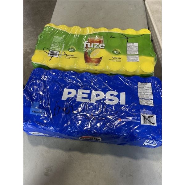 32 PACK OF PEPSI AND 32 PACK OF FUZE ICE TEA DRINKS, SOME MAY BE MISSING