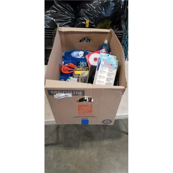 HUGE BOX OF ASSORTED NEW ITEMS, HOUSEHOLD, CLEANING SUPPLY ETC