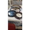 Image 1 : 2 MADE TO LOOK OLD WALL MIRRORS, WALL CLOCK WITH MIRROR, AND METAL DECORATION