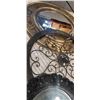 Image 4 : 2 MADE TO LOOK OLD WALL MIRRORS, WALL CLOCK WITH MIRROR, AND METAL DECORATION