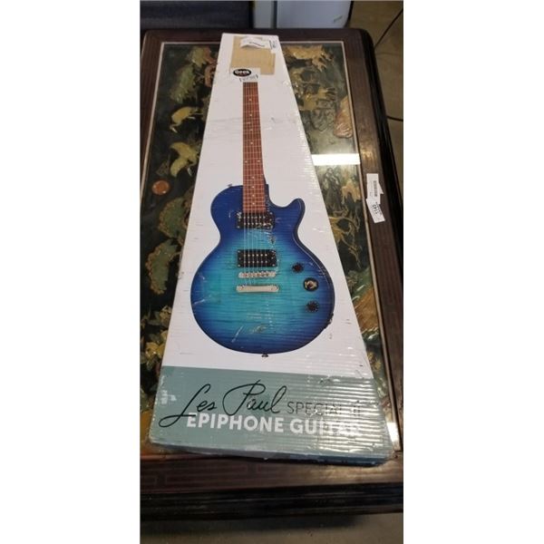 EPIPHONE LES PAUL SPECIAL II PLUS TOP LE ELECTRIC GUITAR - TRANS BLUE - TESTED WORKING, RETAIL $379